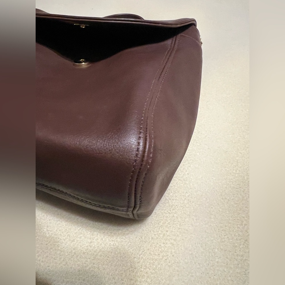 Coach Brown Leather Top-Handle Satchel with Gold Hardware - Picture 15 of 16